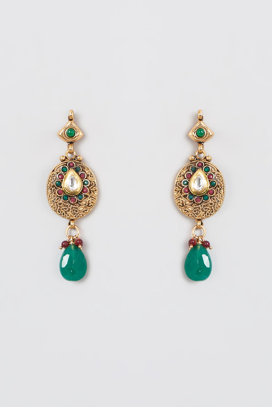 Gold Plated Zircon Dangler Earrings