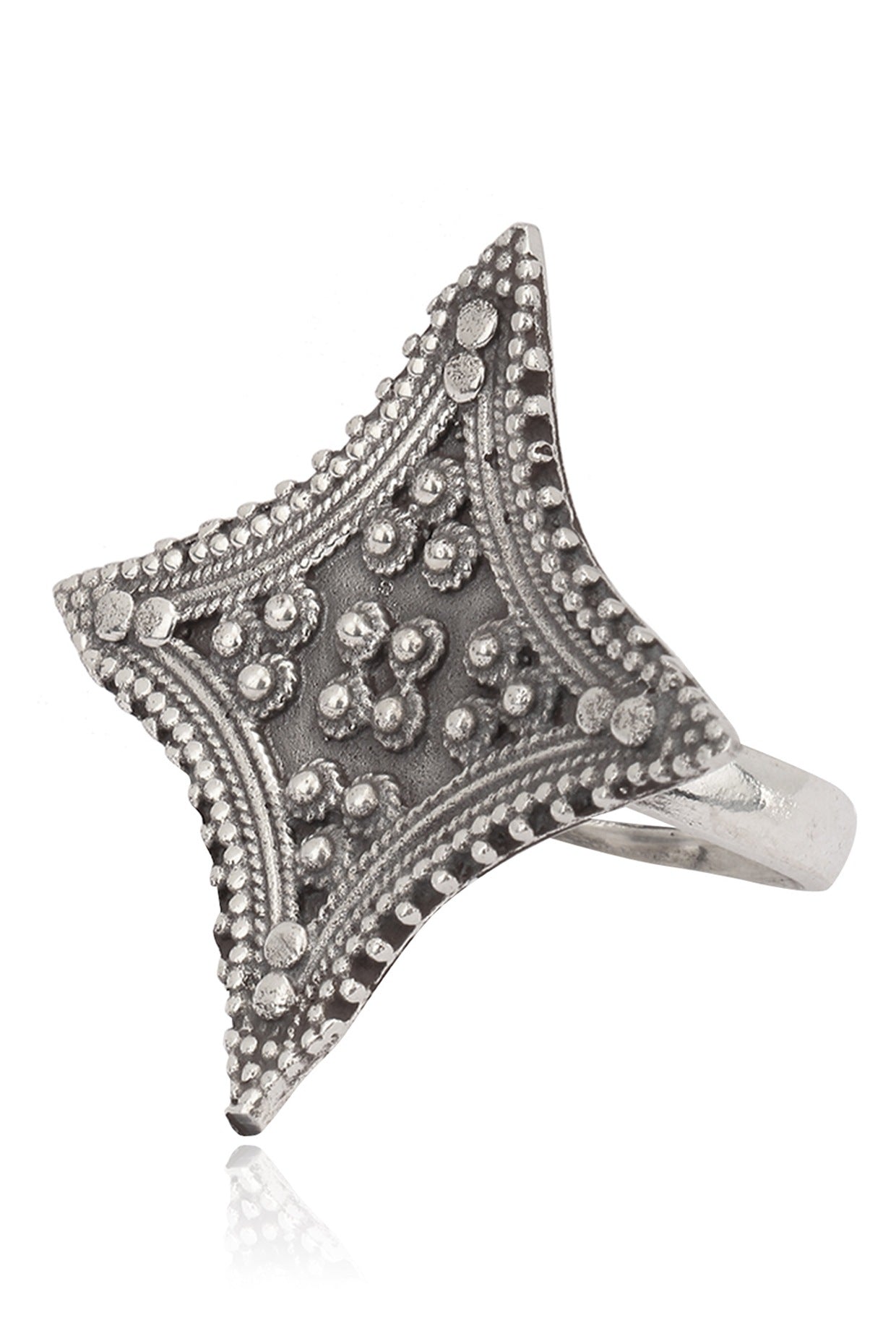 Antique Silver Finish Star Ring