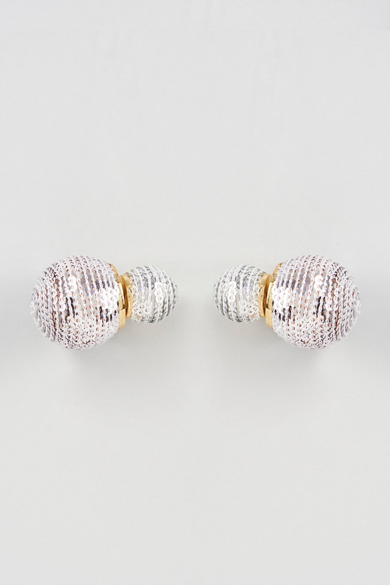 Two Tone Finish Sequins Stud Earrings