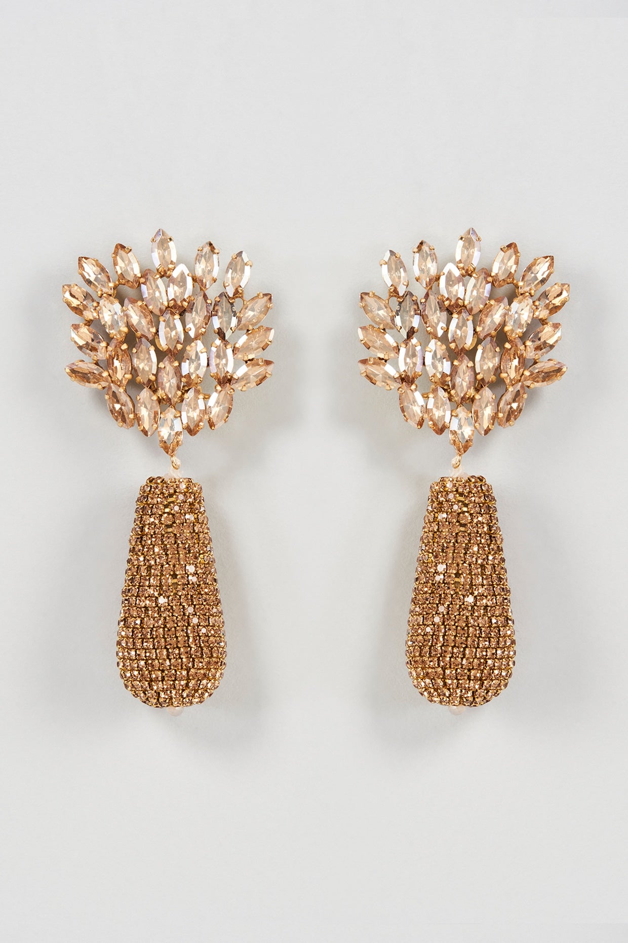 Gold Finish Floral Dangler Earrings