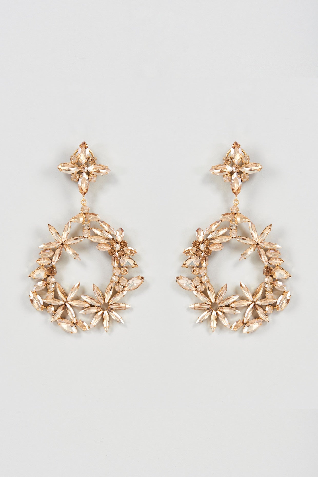 Gold Finish Crystal Dangler Earrings