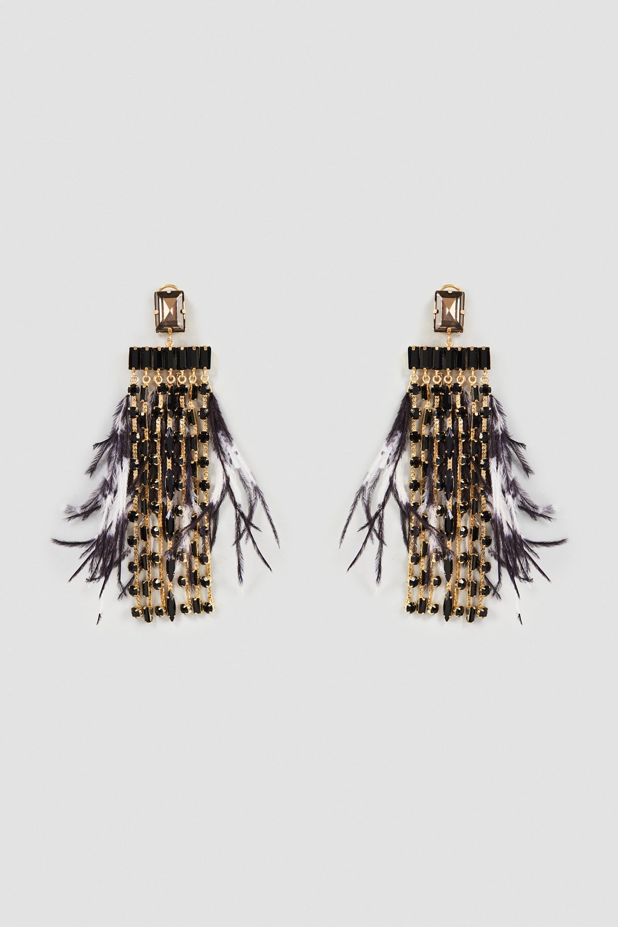 Gold Finish Feather Dangler Earrings