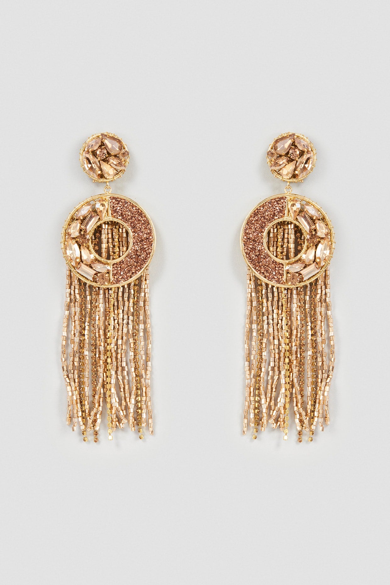 Gold Finish Crystal Dangler Earrings