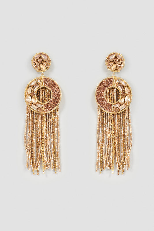 Gold Finish Crystal Dangler Earrings