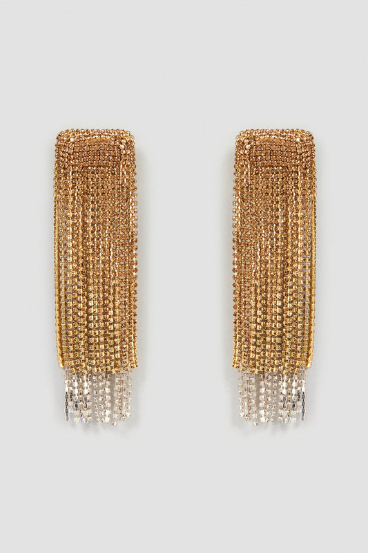 Gold Finish Crystal Dangler Earrings