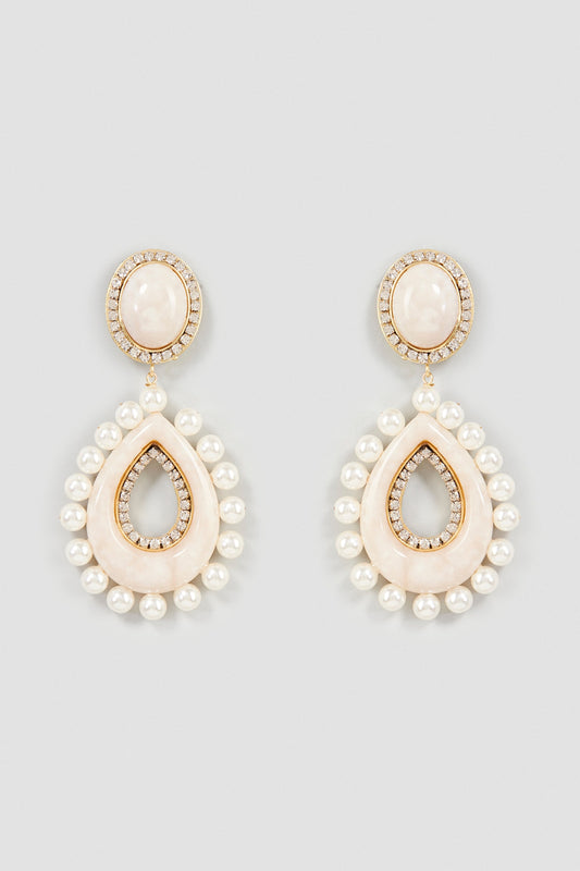 White Pearl Dangler Earrings