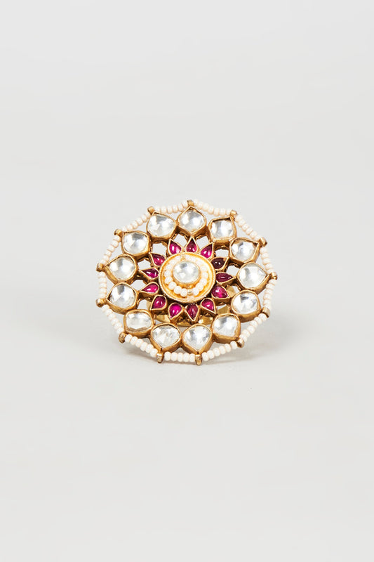 Gold Plated Kundan Polki Ring