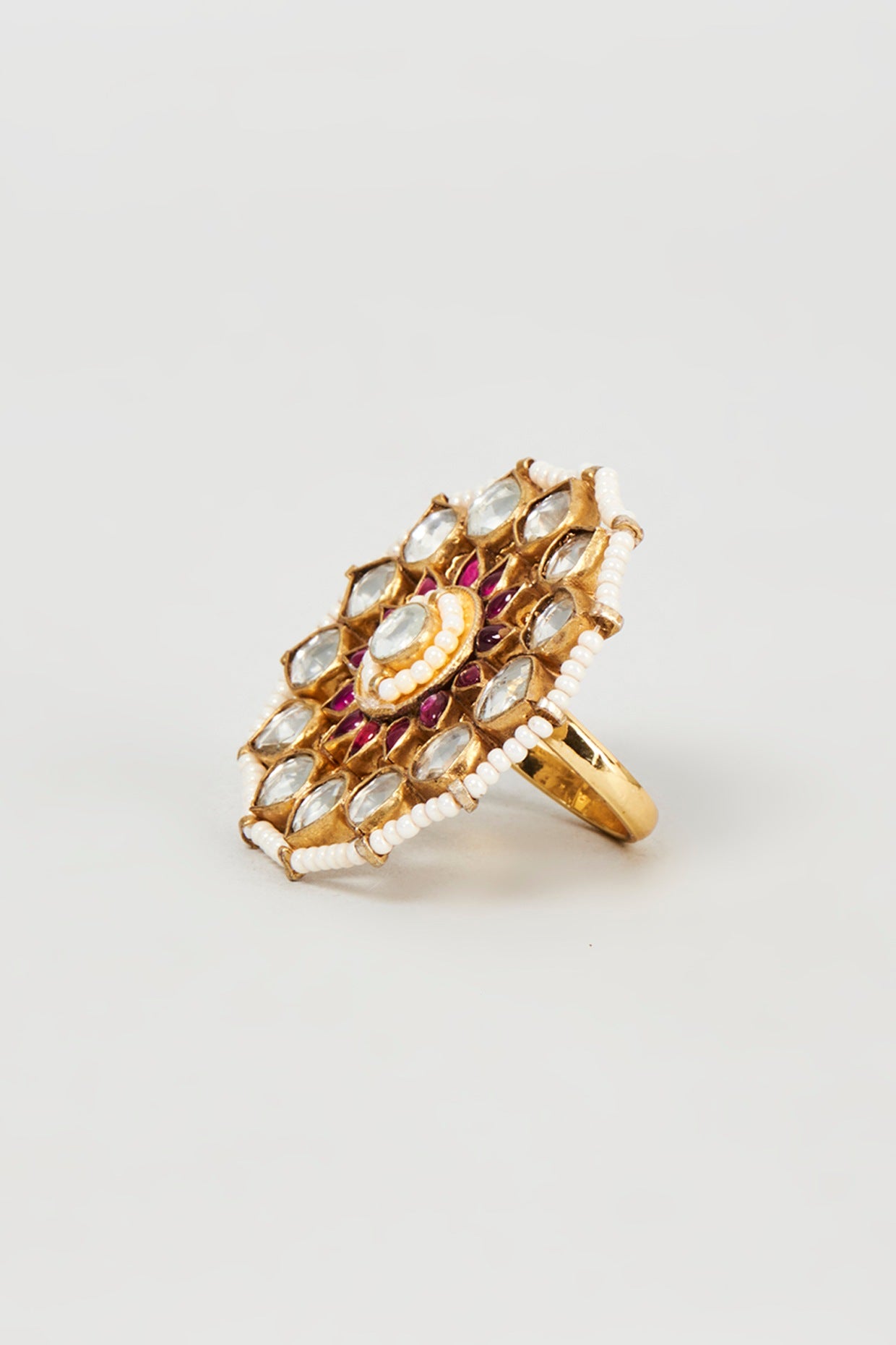 Gold Plated Kundan Polki Ring