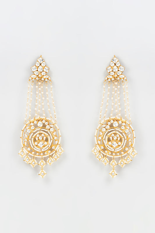 Gold Plated Kundan & Jadtar Stone Chandbali Earrings