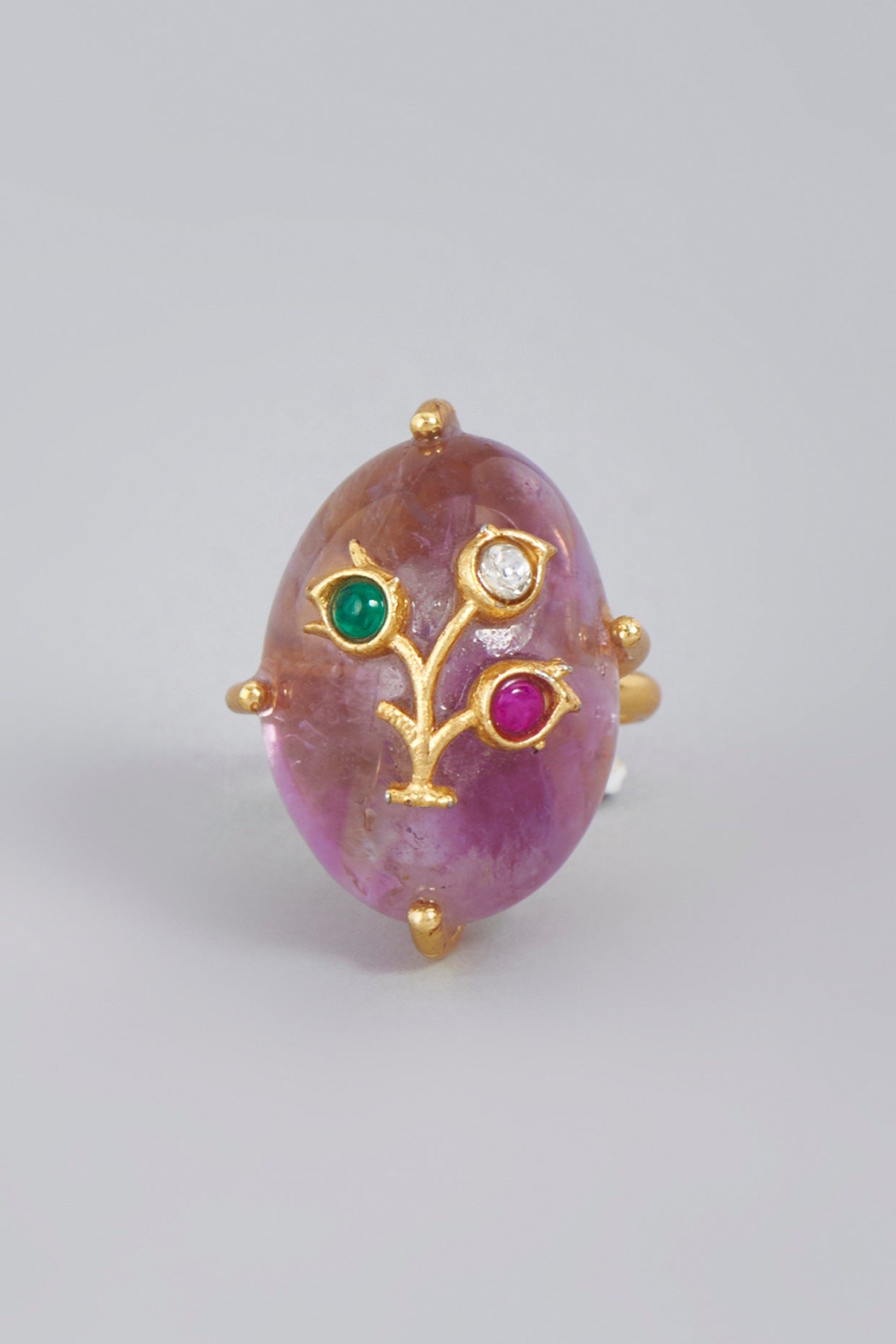 Gold Finish Amethyst Ring