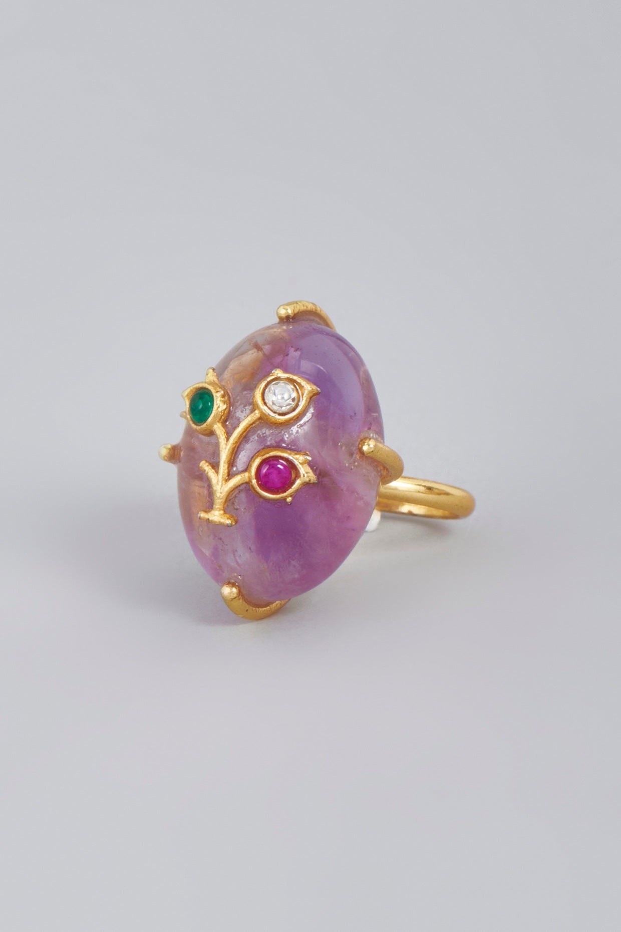 Gold Finish Amethyst Ring