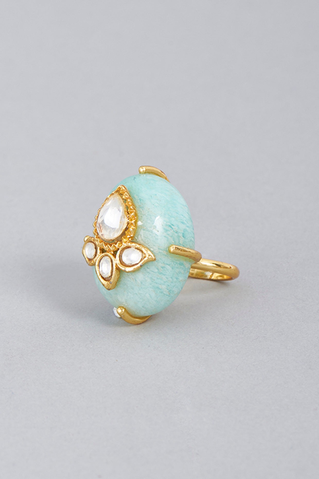 Gold Finish Agate Stone Ring