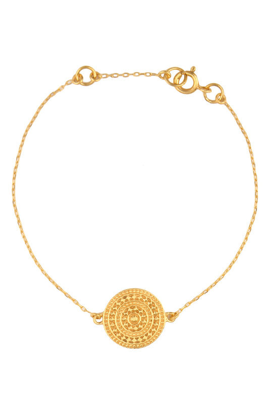 Gold Vermeil Finish Aztec Disc Bracelet