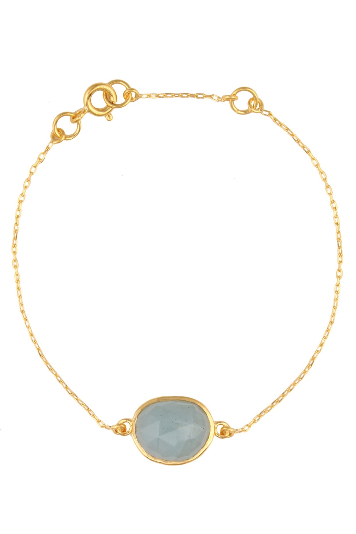 Gold Vermeil Finish Aquamarine Stone Bracelet