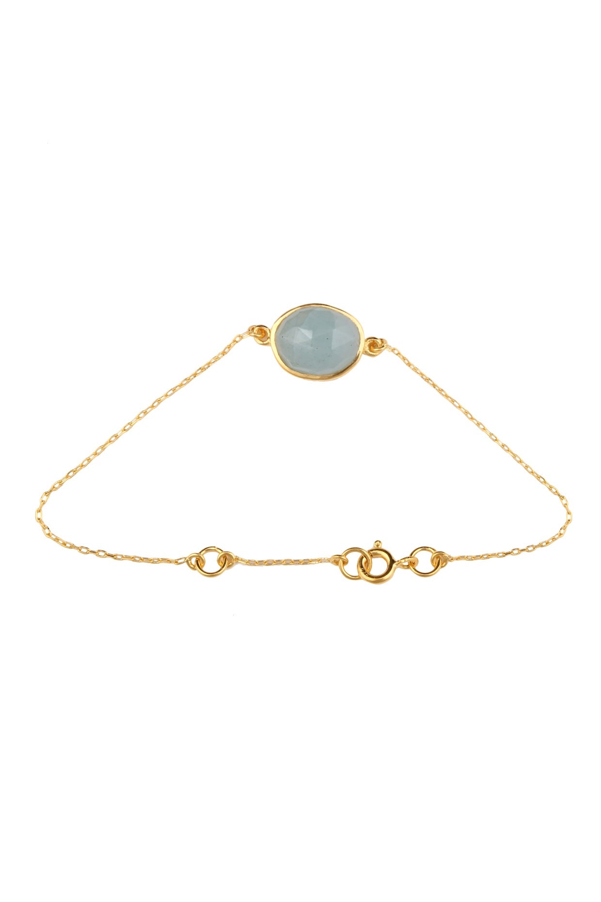 Gold Vermeil Finish Aquamarine Stone Bracelet