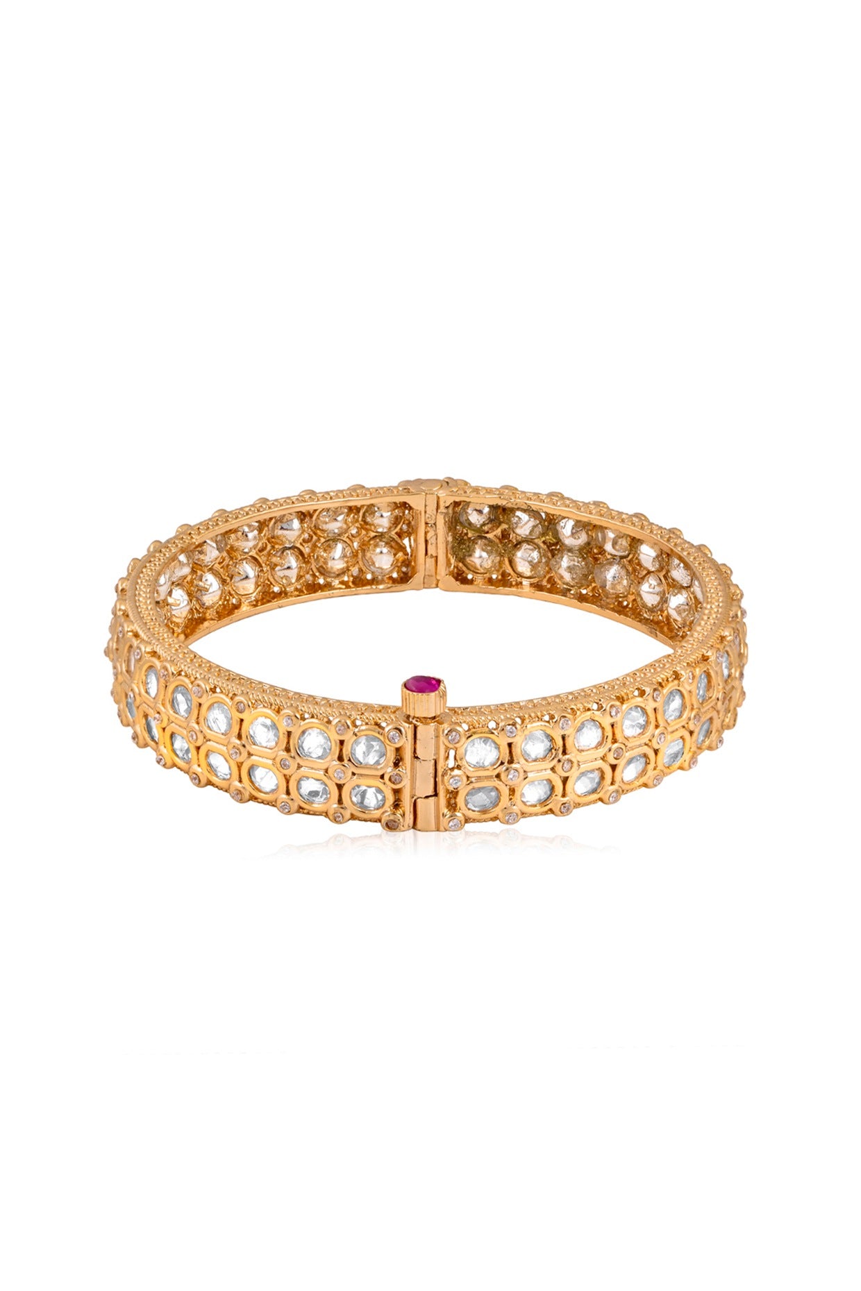 Gold Plated Kundan Polki Bangle