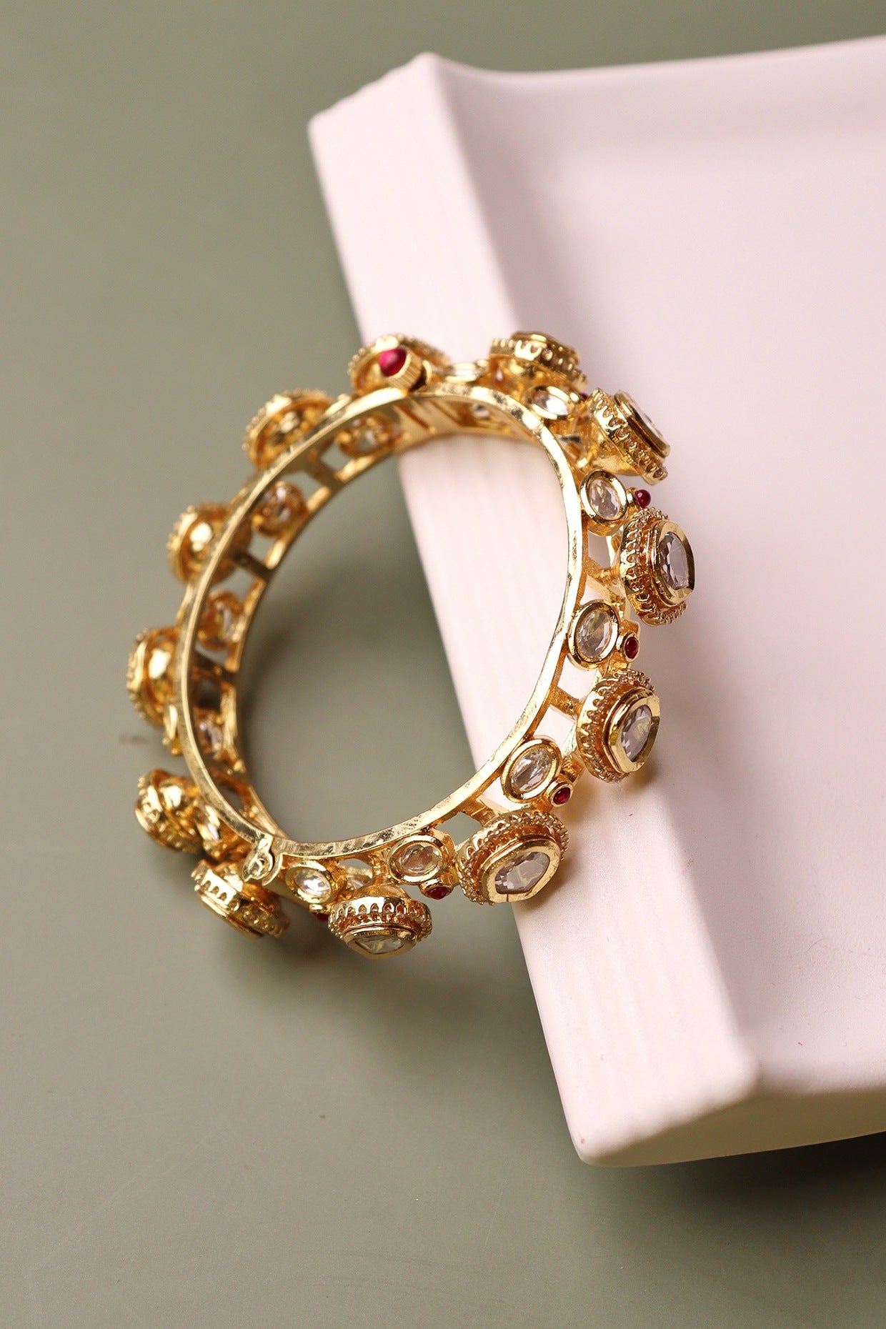 Gold Plated Kundan Polki Bangle