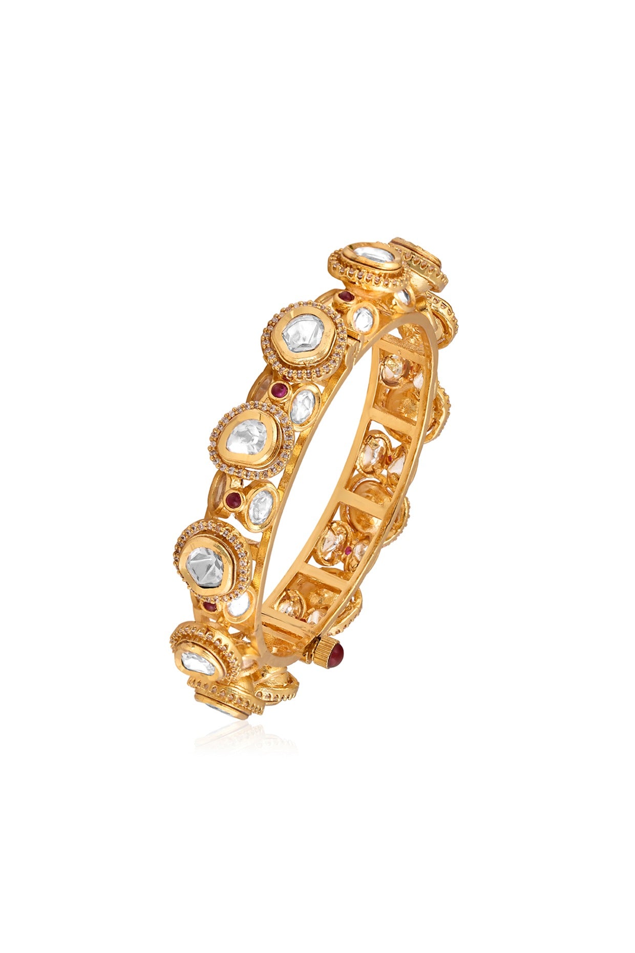 Gold Plated Kundan Polki Bangle