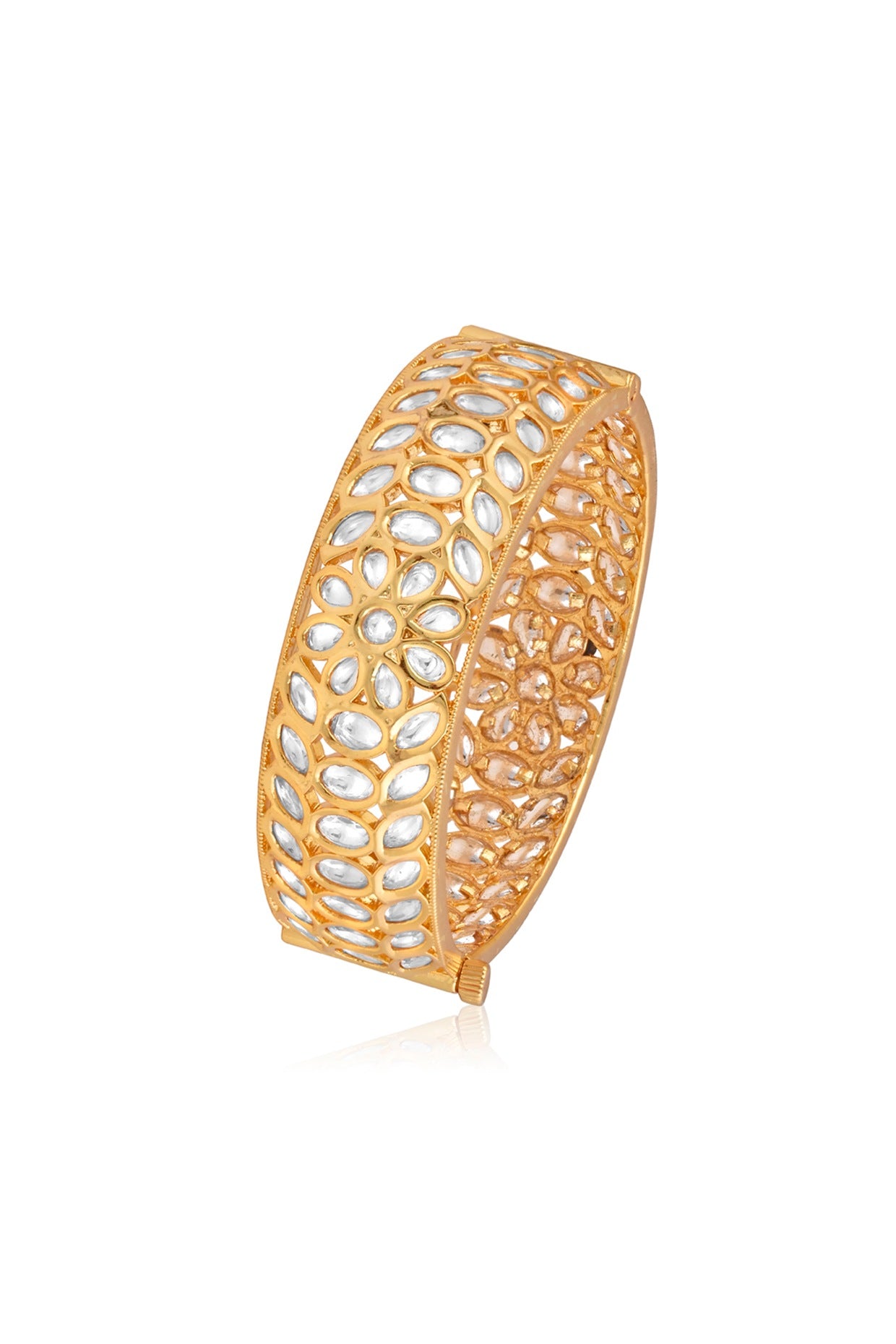 Gold Plated Kundan Polki Bangle