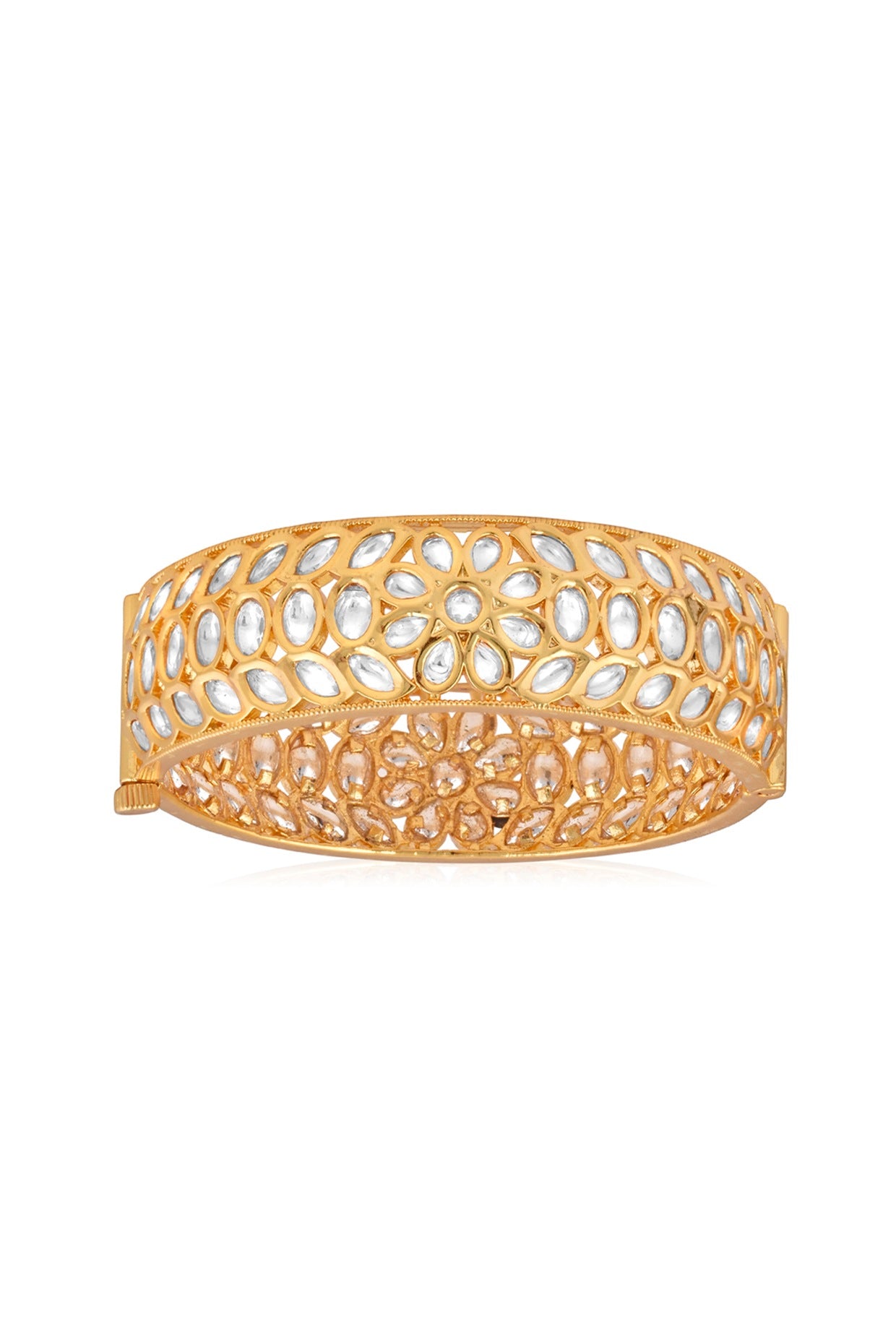 Gold Plated Kundan Polki Bangle