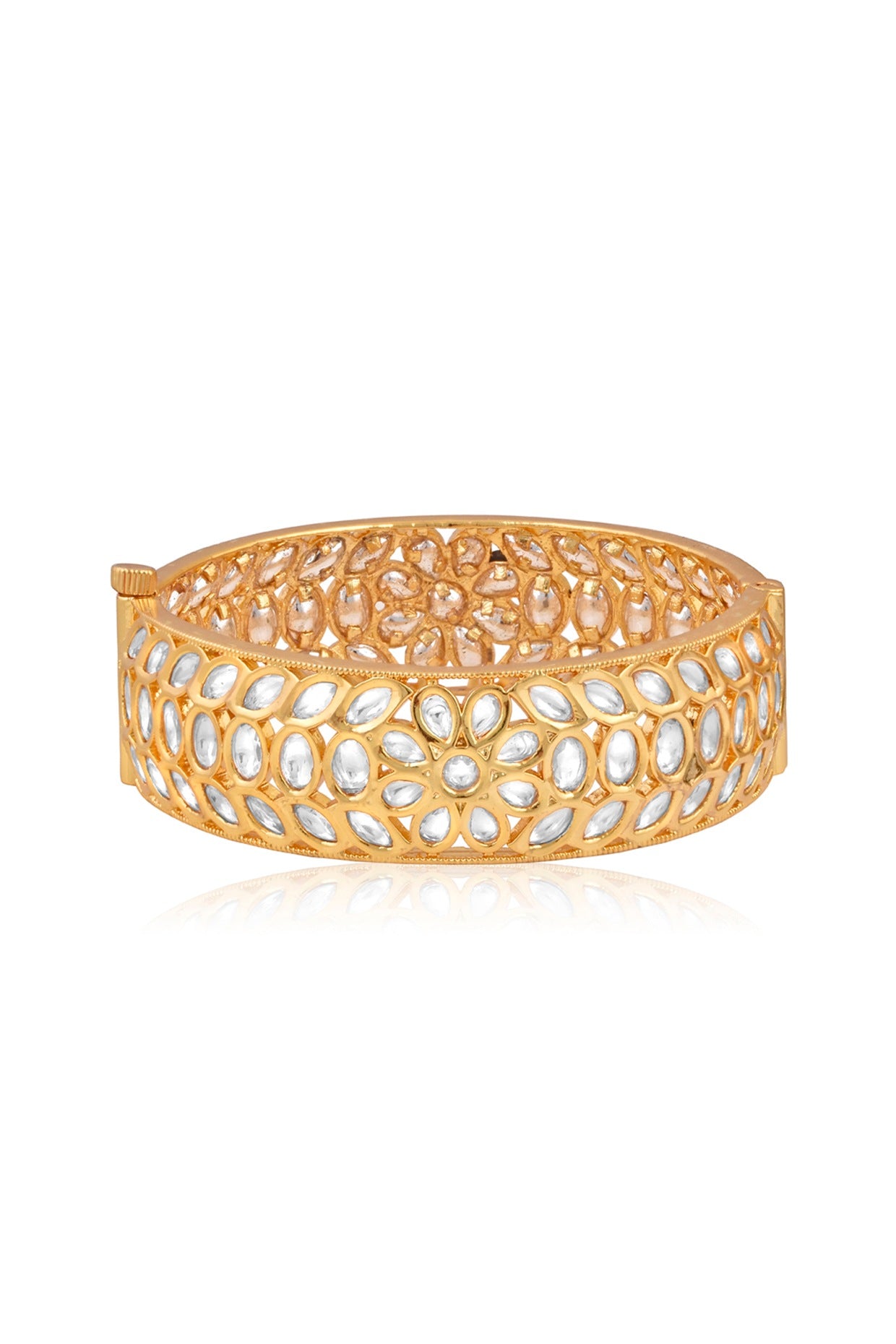 Gold Plated Kundan Polki Bangle