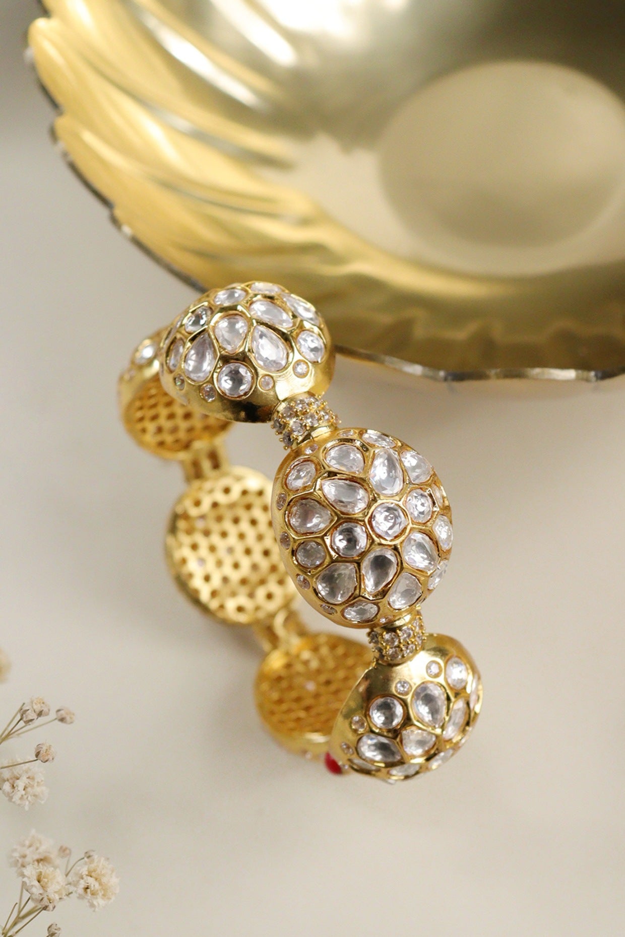 Gold Plated Kundan Polki Bangle