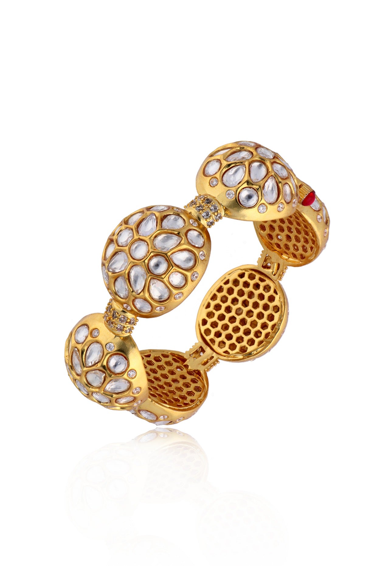 Gold Plated Kundan Polki Bangle