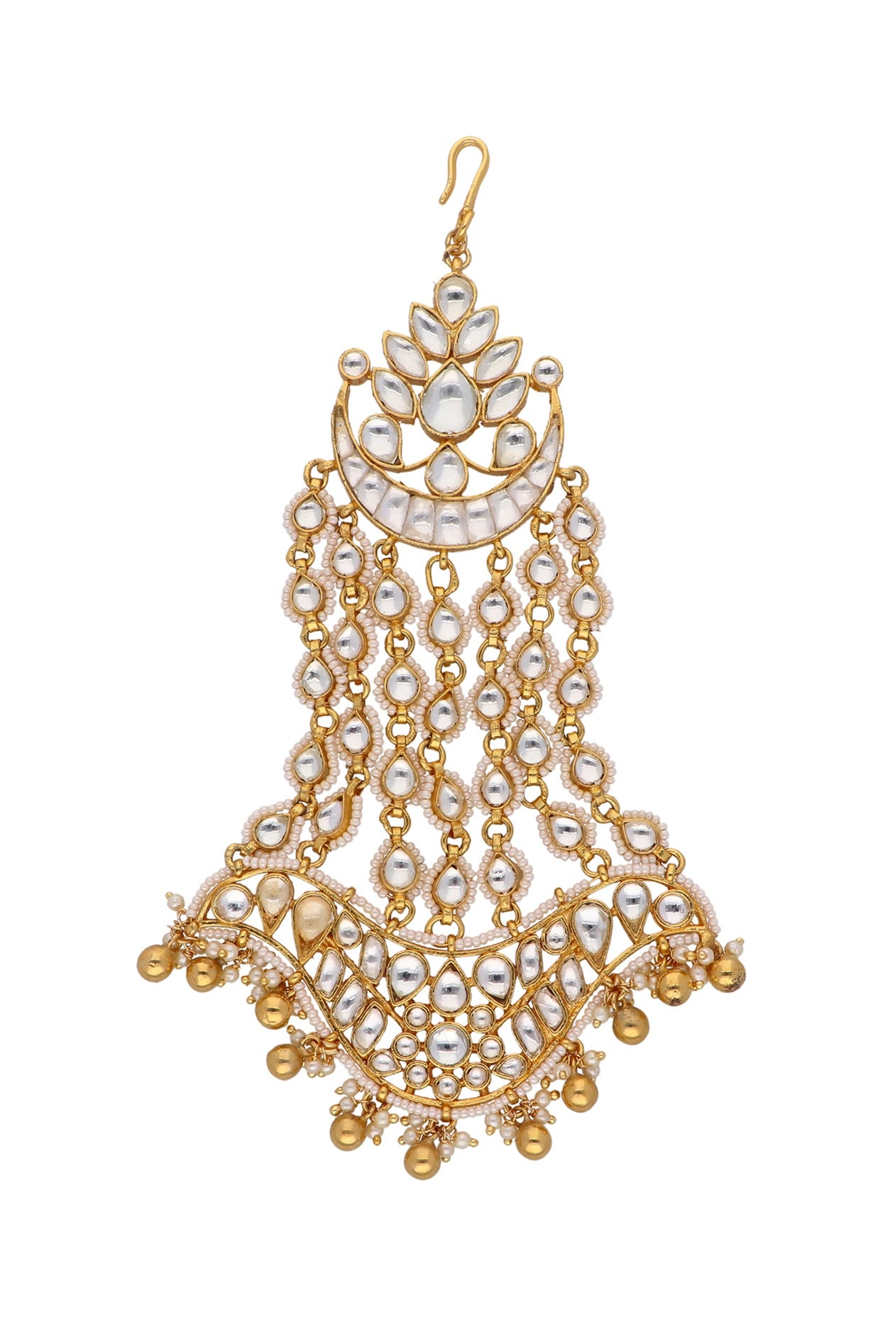 Gold Finish Kundan Polki & Freshwater Pearl Pasa