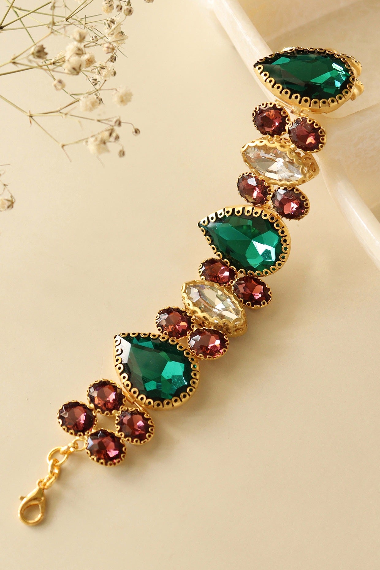 Gold Finish Multi-Colored Crystal Bracelet