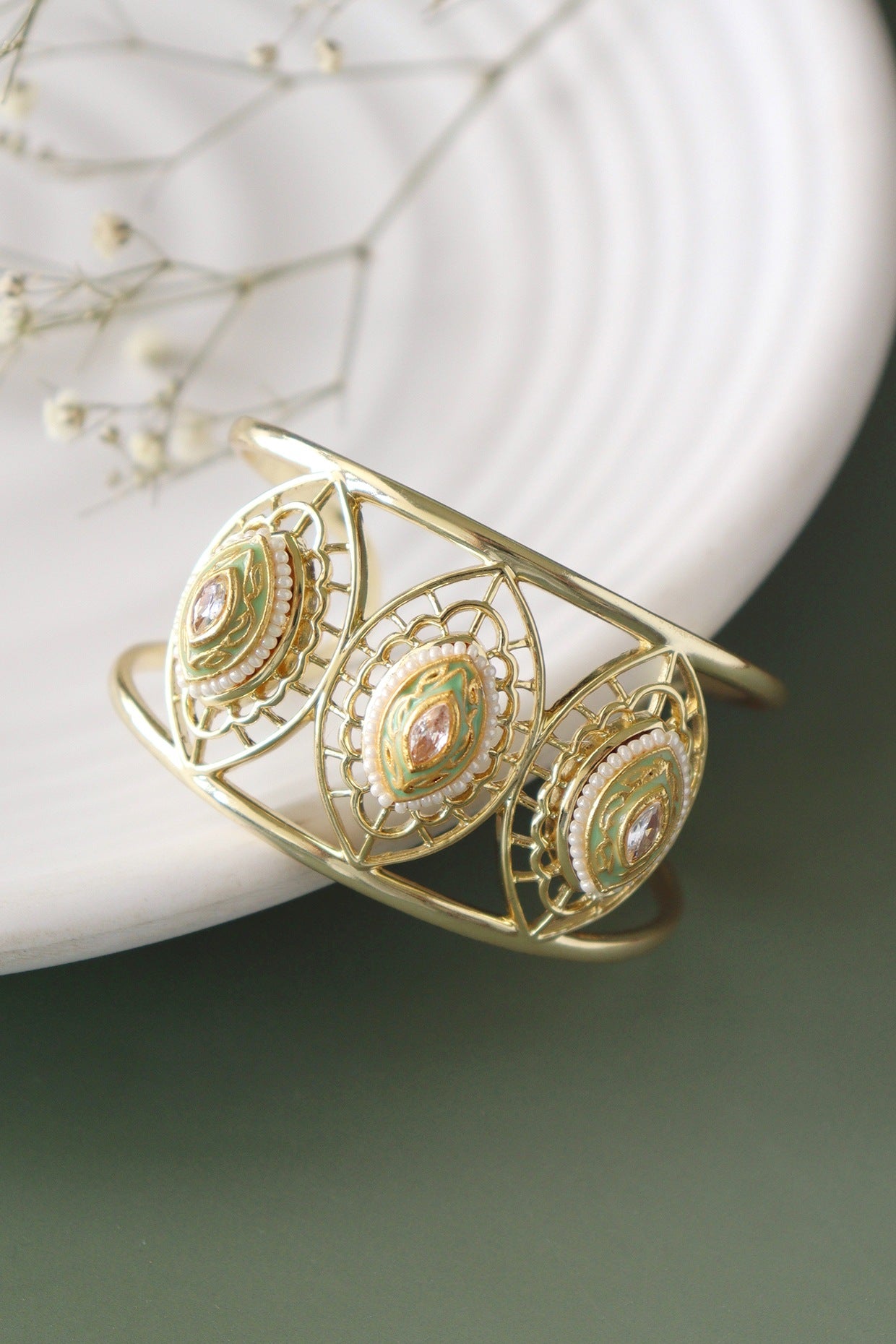 Gold Finish Crystal Enameled Bracelet