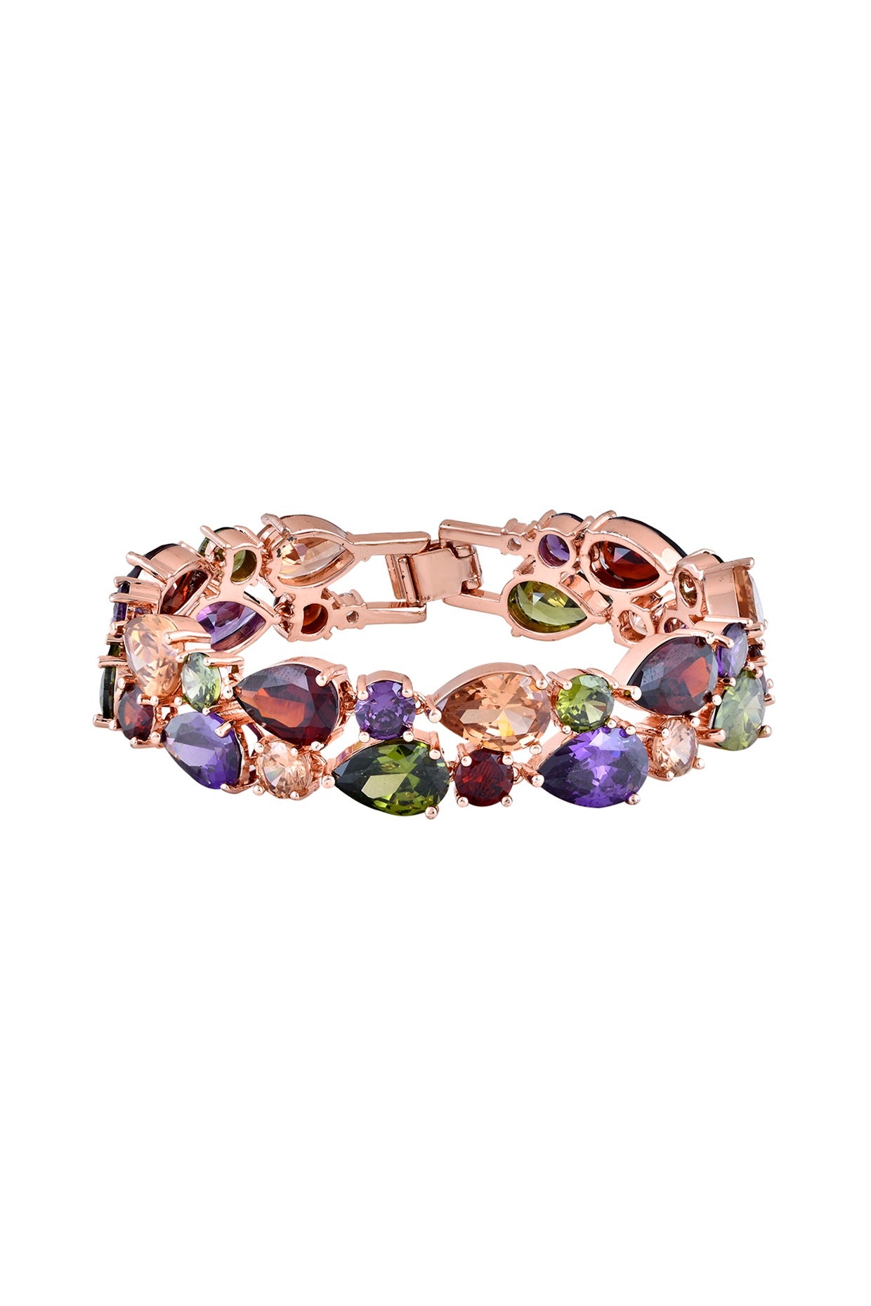 Gold Finish Multi-Colored Crystal Bracelet