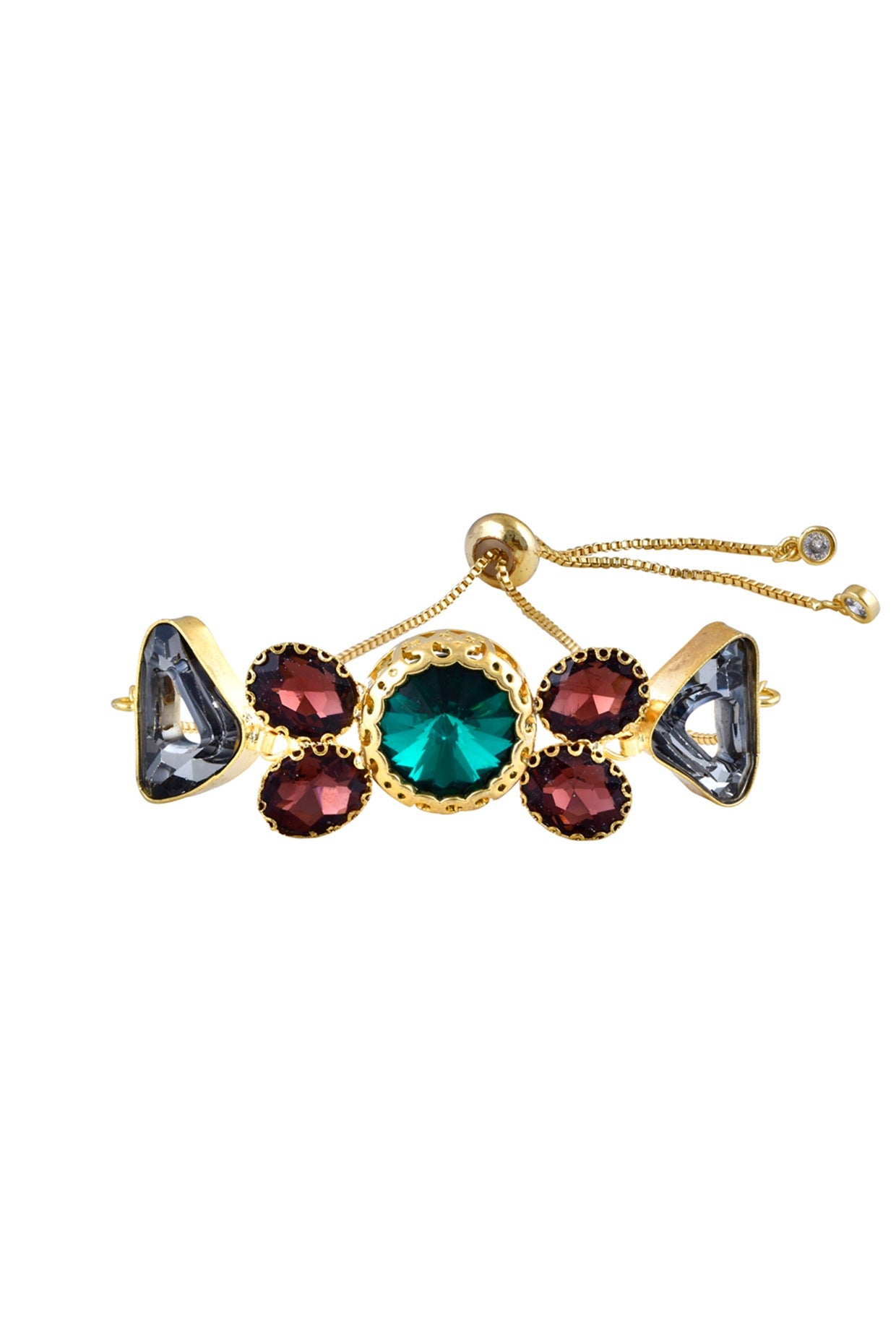 Gold Finish Multi-Colored Crystal Bracelet