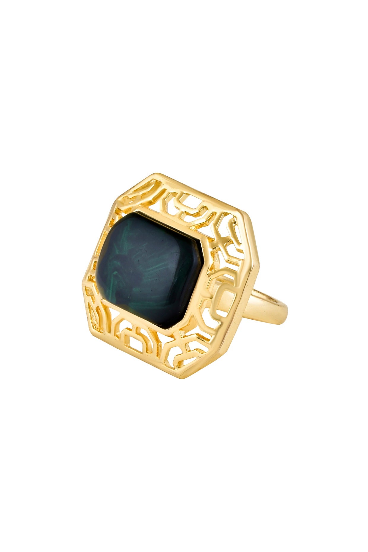 Gold Plated Green Stone Handcrafted Ring