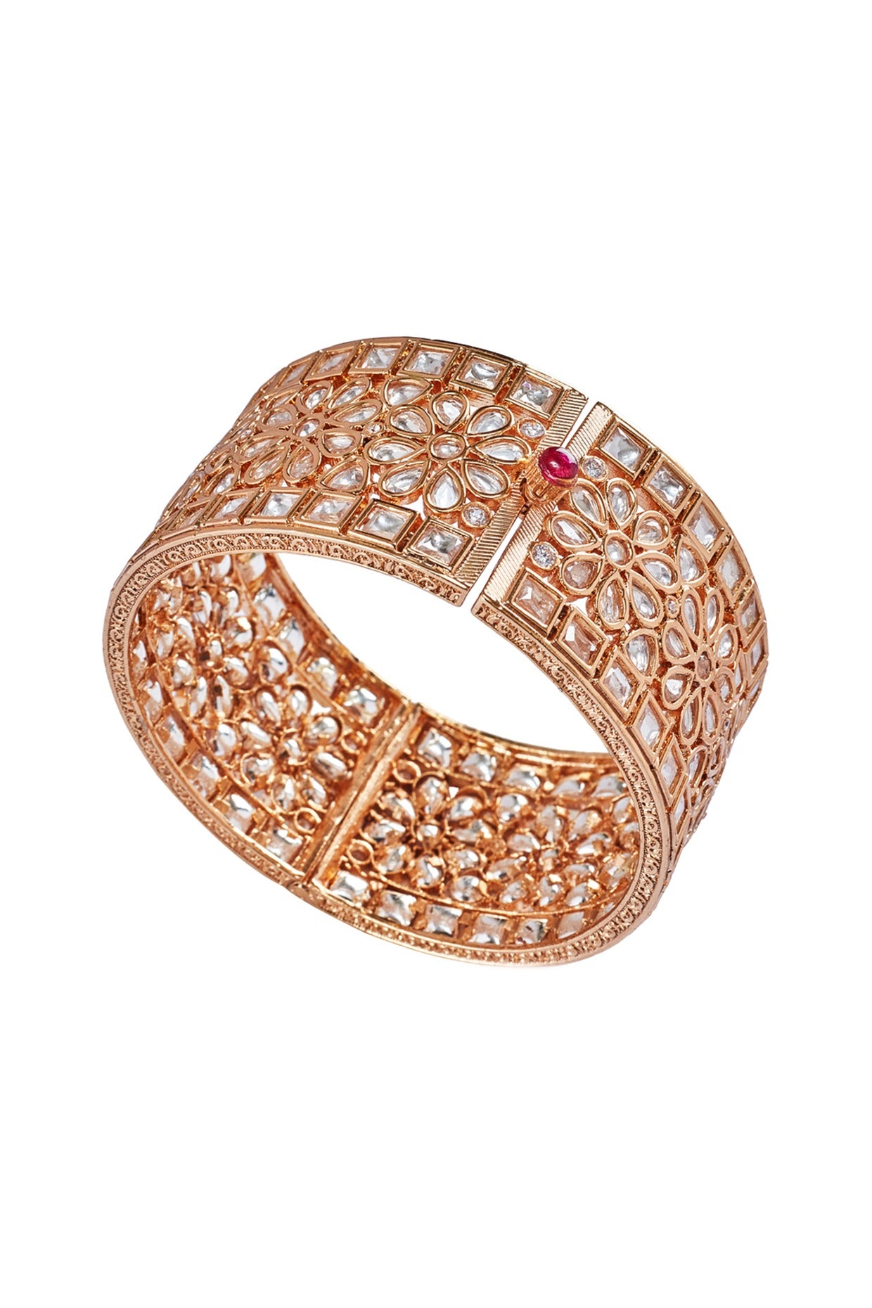 Gold Plated Kundan Polki Bangle