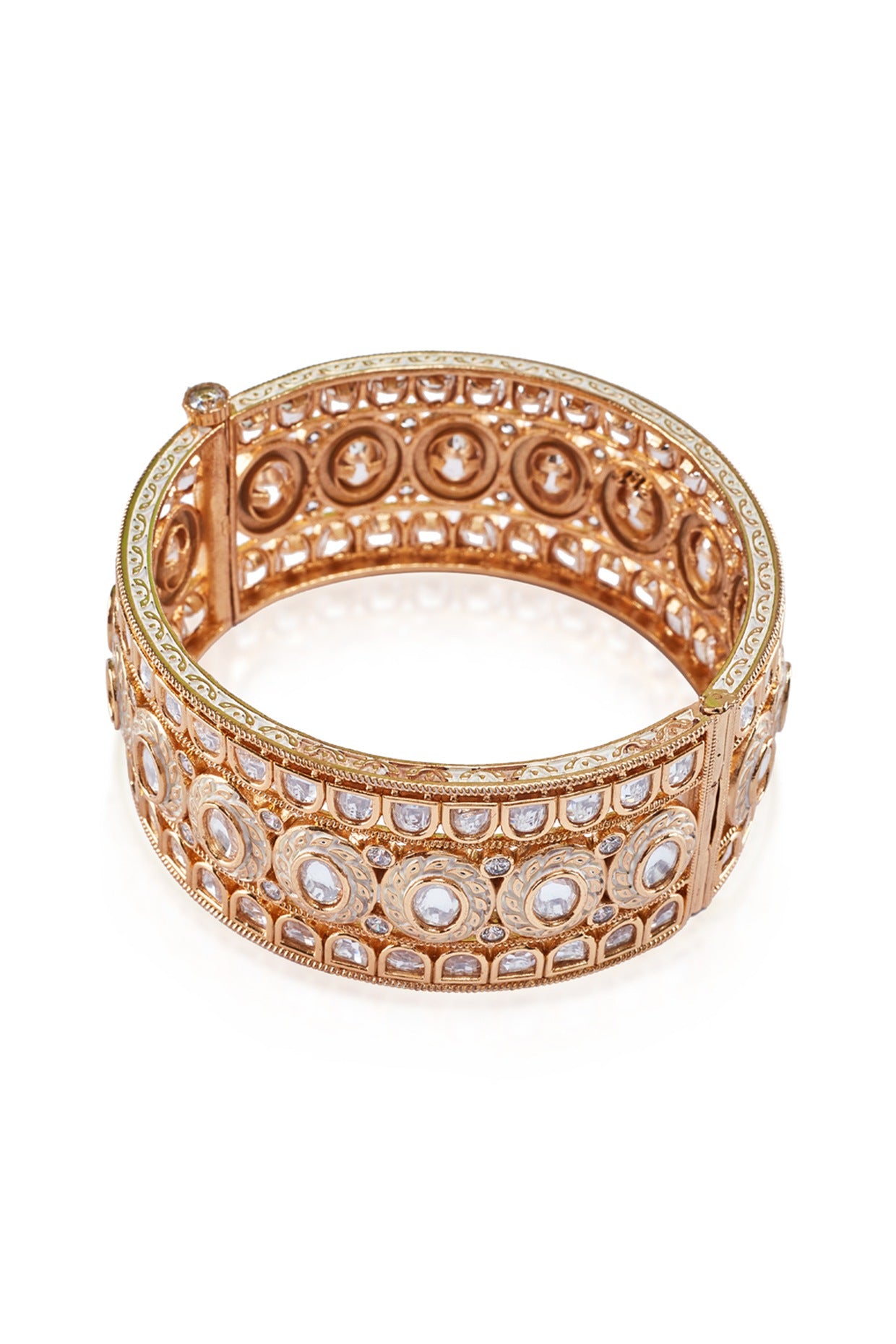 Gold Plated Bangle With Kundan Polki