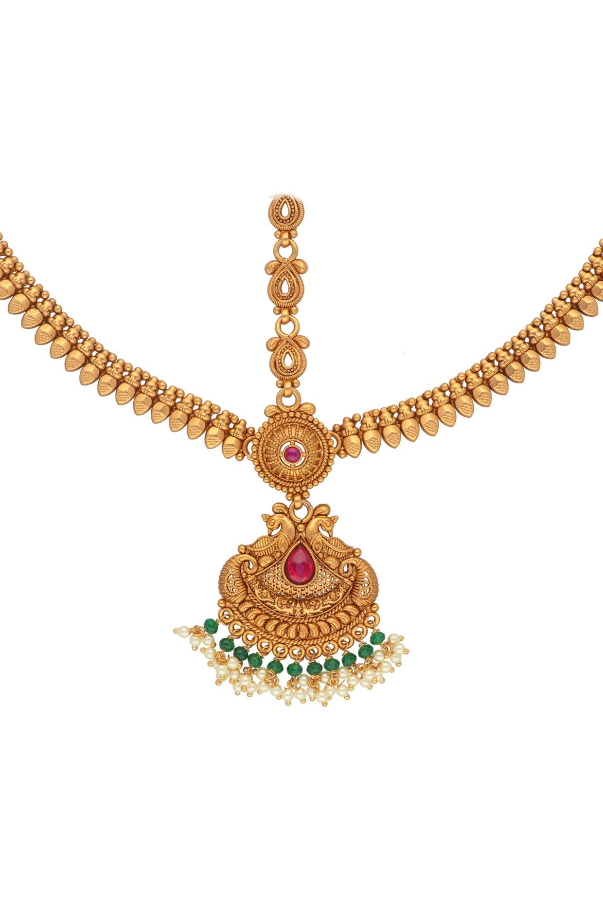 Gold Plated Kundan Polki Temple Mathapatti