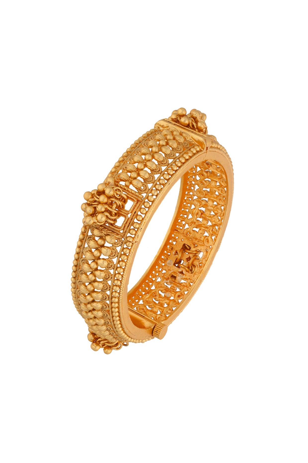 Gold Plated Kundan Polki Temple Bangle