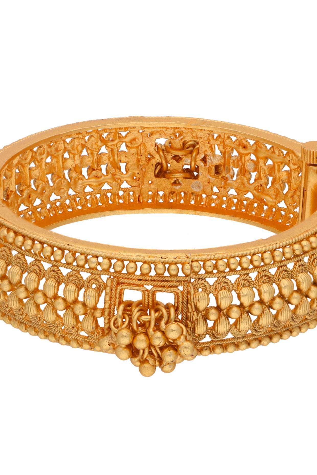 Gold Plated Kundan Polki Temple Bangle