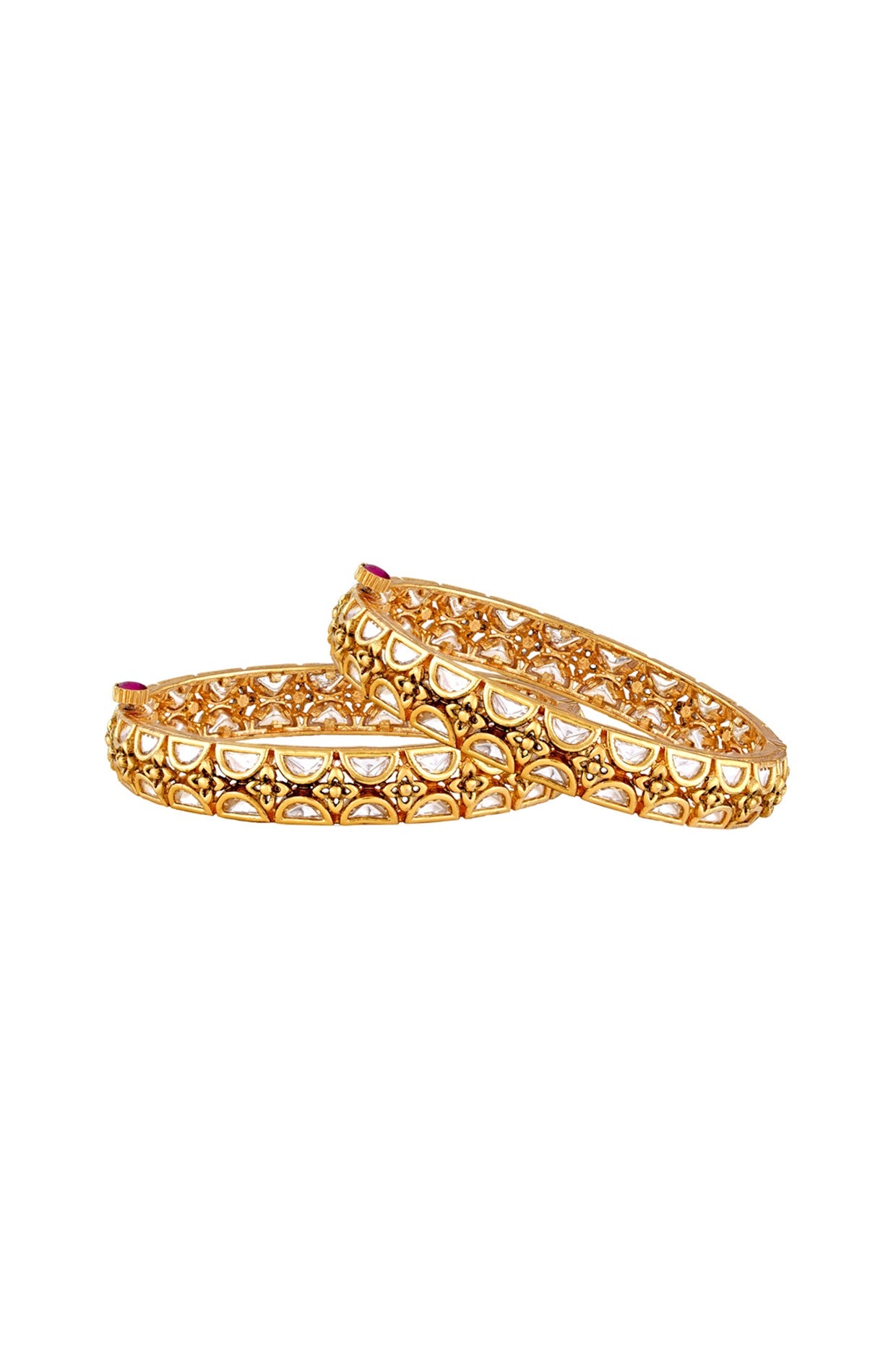 Gold Finish Kundan Polki Bangles