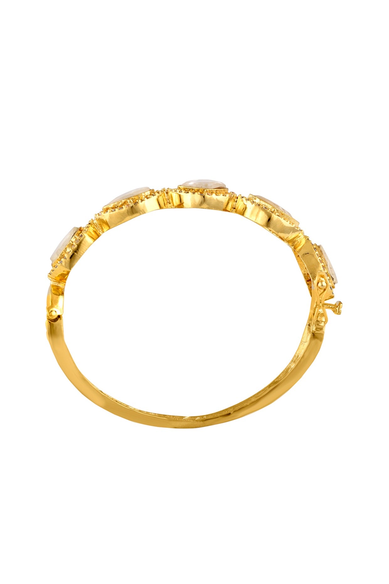 Gold Finish Kundan Polki Handcrafted Bangle