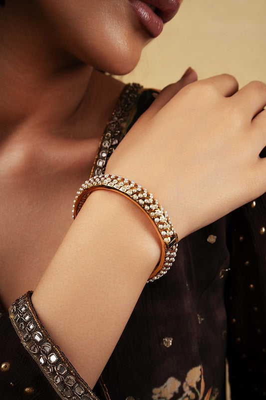 Gold Plated Pearl Bangle