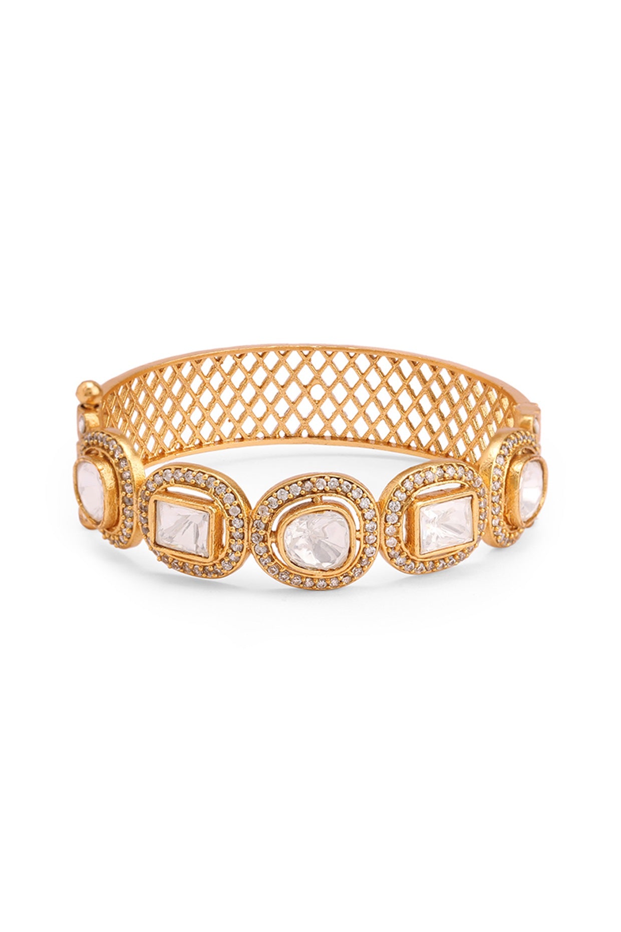 Gold Plated Kundan Polki Bangle