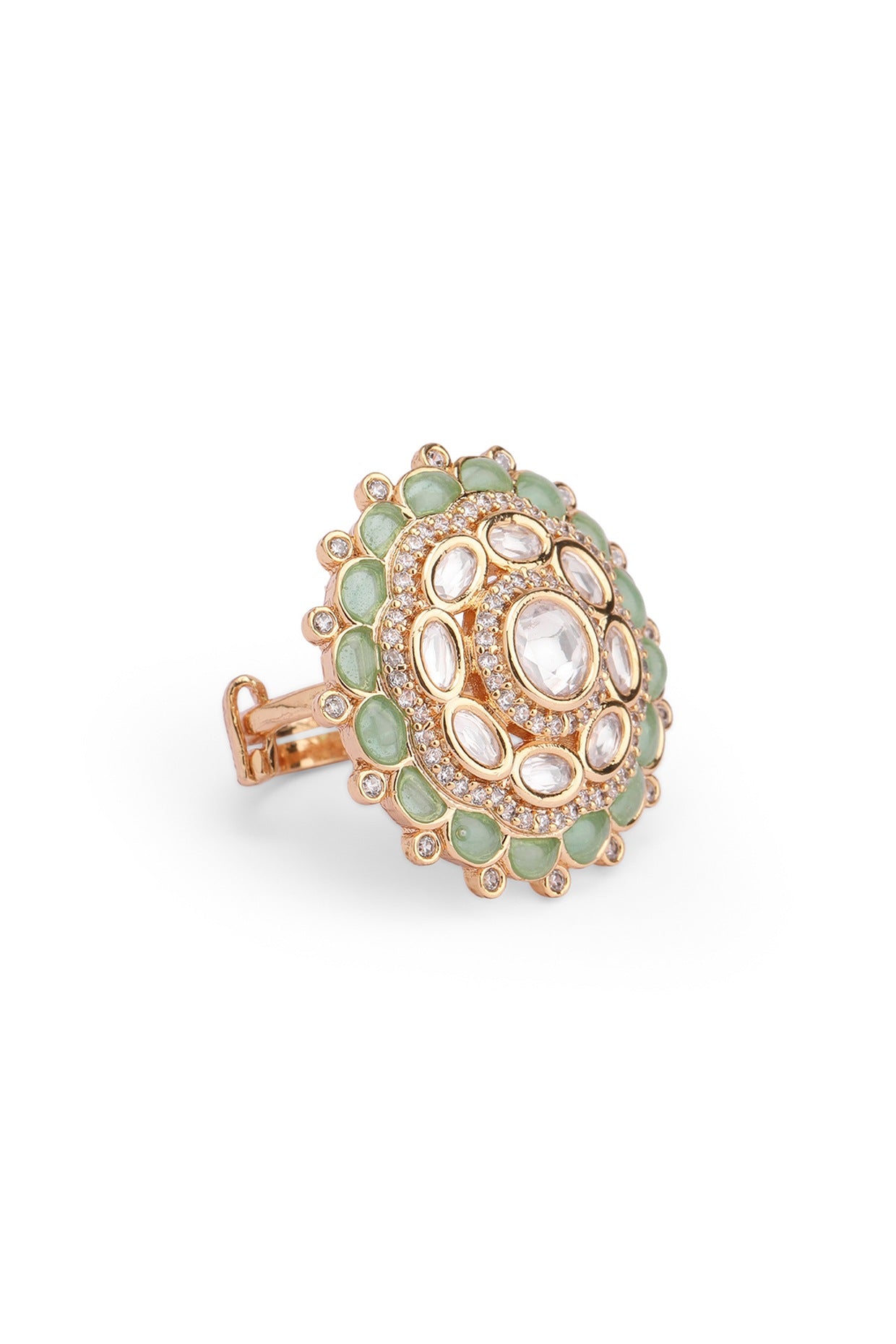 Gold Plated Kundan Polki Ring