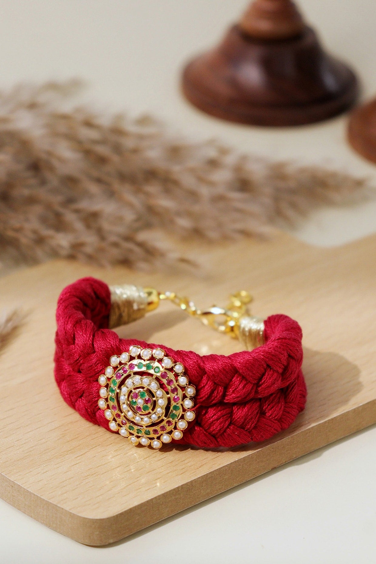 Gold Plated Semi-Precious Stone Floral Bracelet