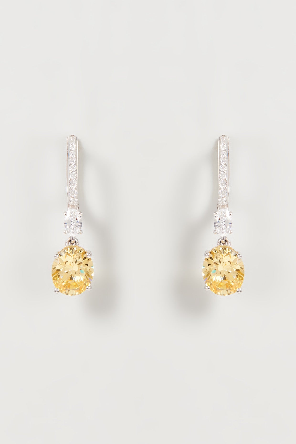 White Finish White & Yellow Swarovski Zirconia Dangler Earrings In Sterling Silver