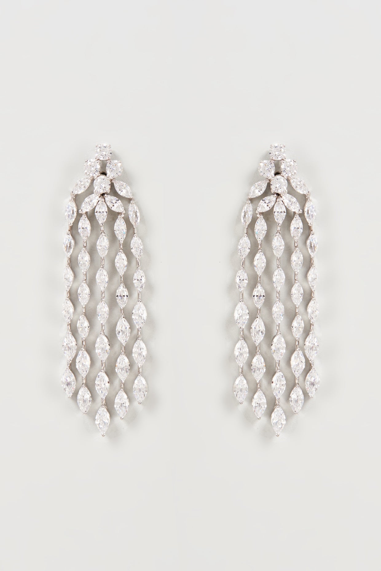 White Finish Swarovski Zirconia Dangler Earrings In Sterling Silver