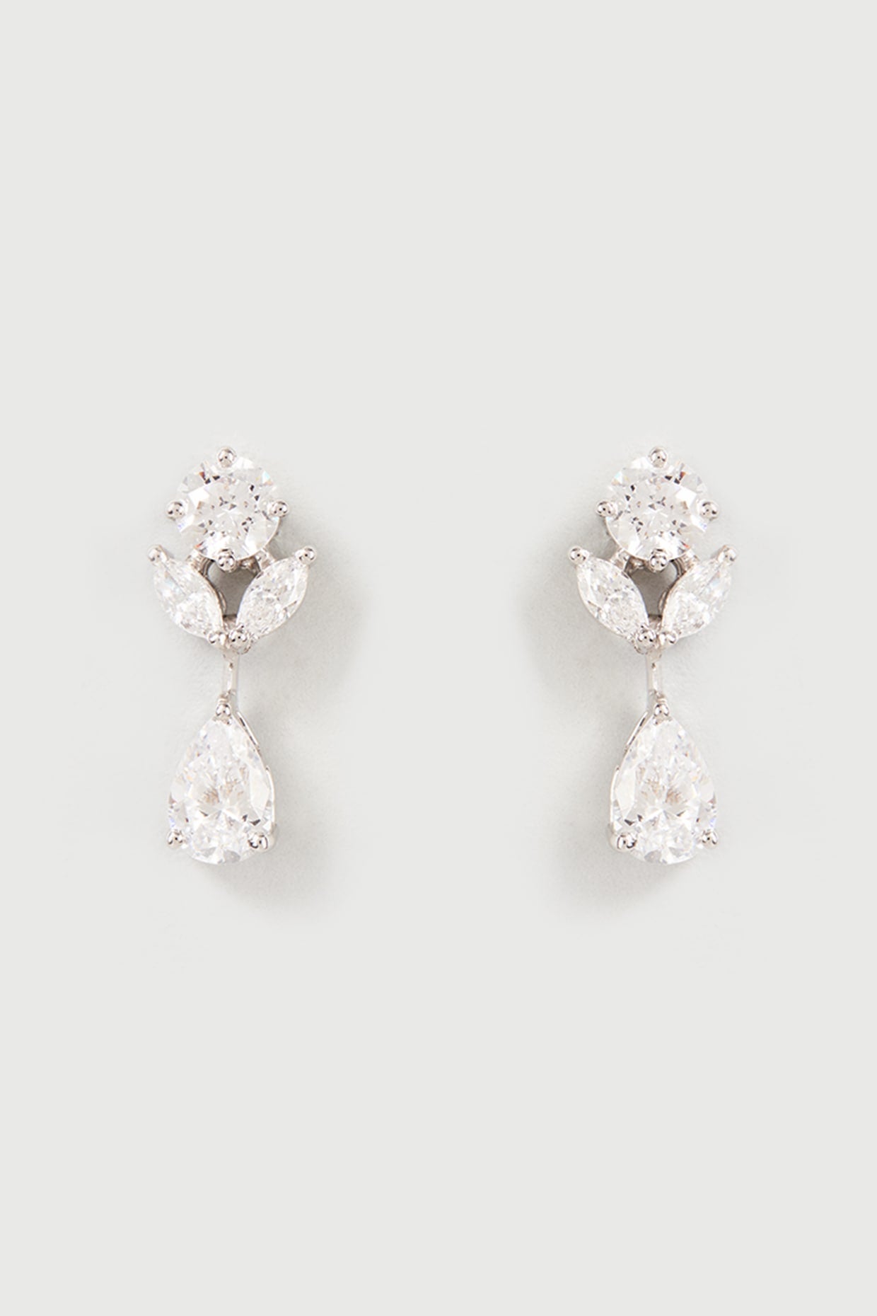 White Finish Swarovski Zirconia Dangler Earrings In Sterling Silver