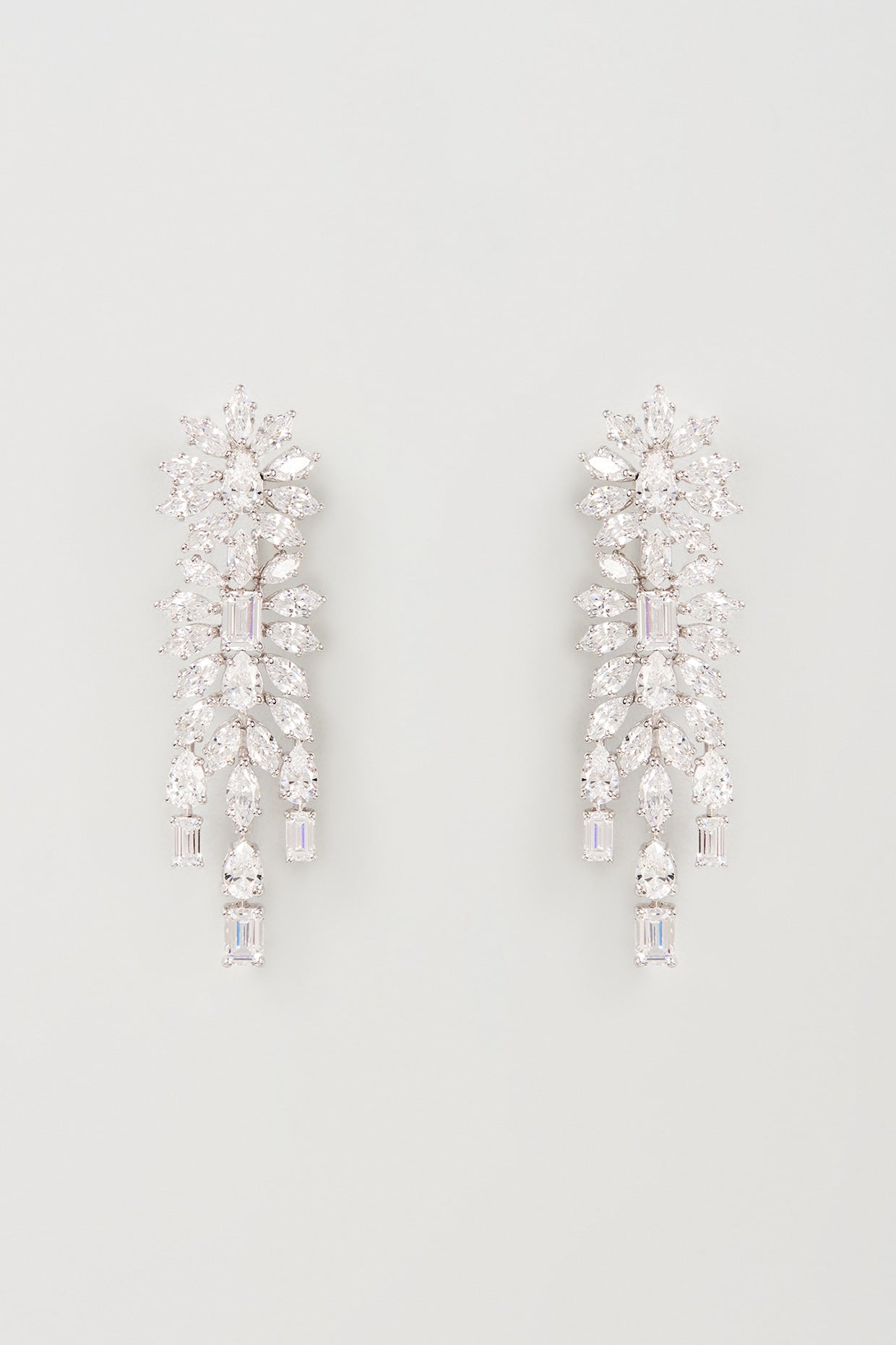 White Finish Swarovski Zirconia Dangler Earrings In Sterling Silver