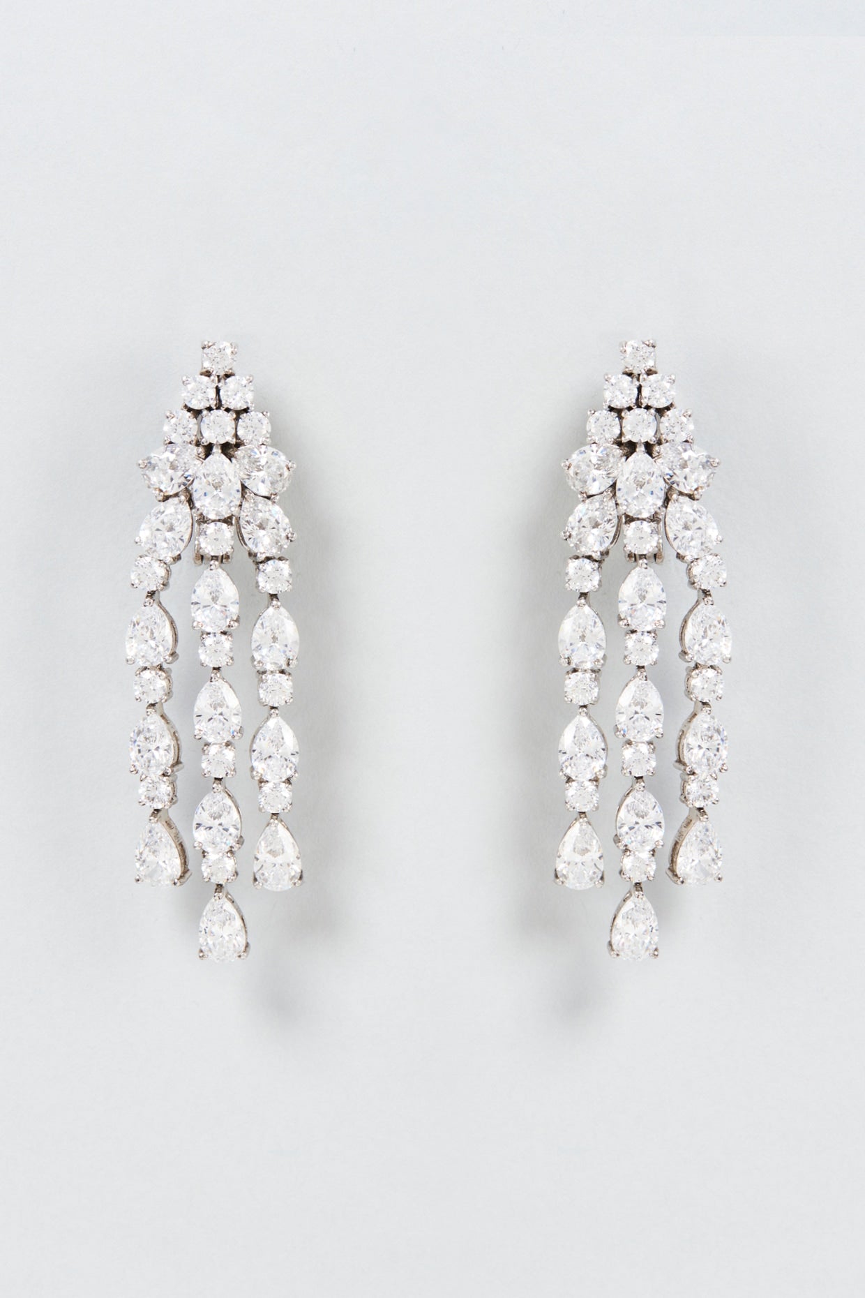 White Finish Swarovski Zirconia Dangler Earrings In Sterling Silver