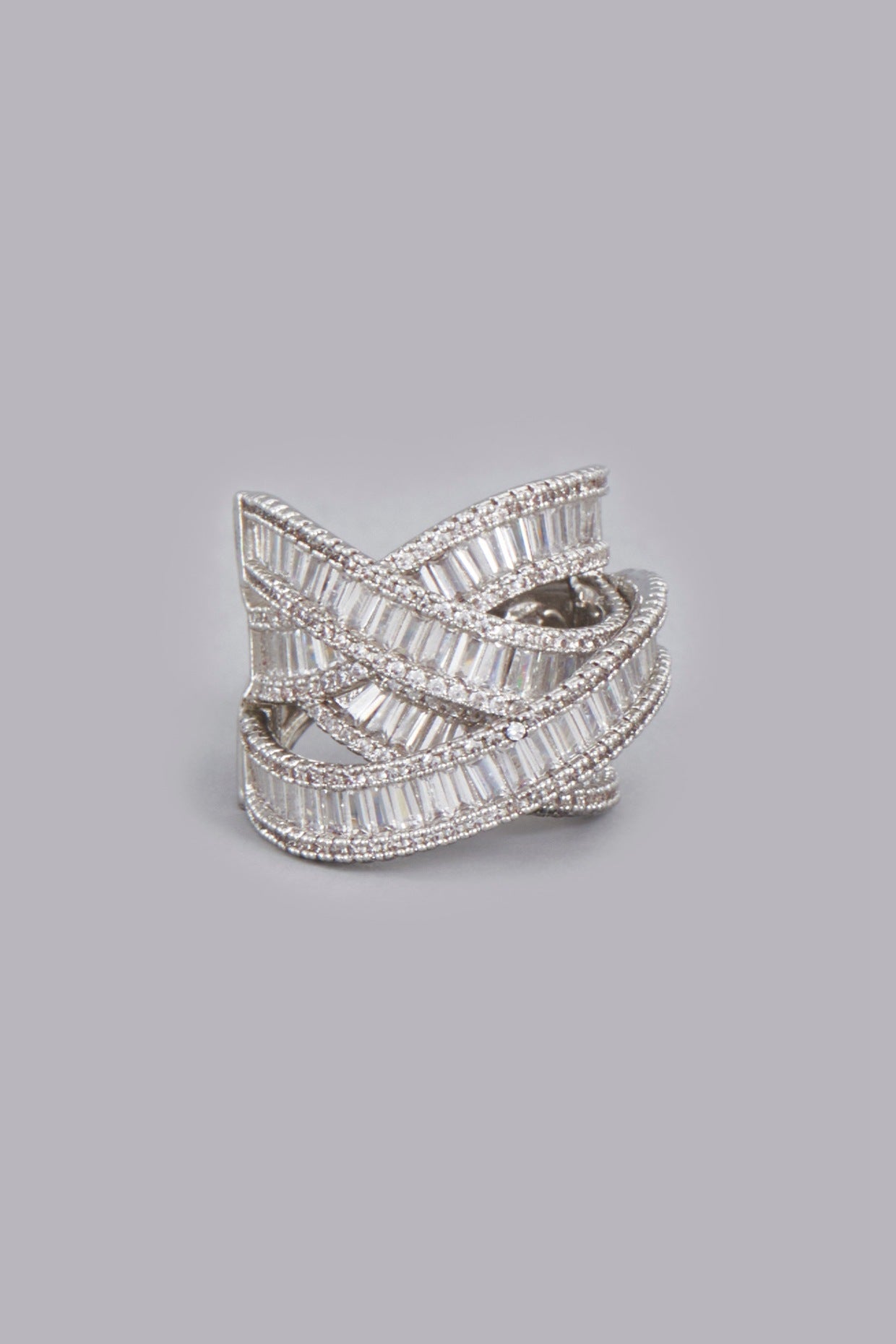 White Finish Zircons Ring